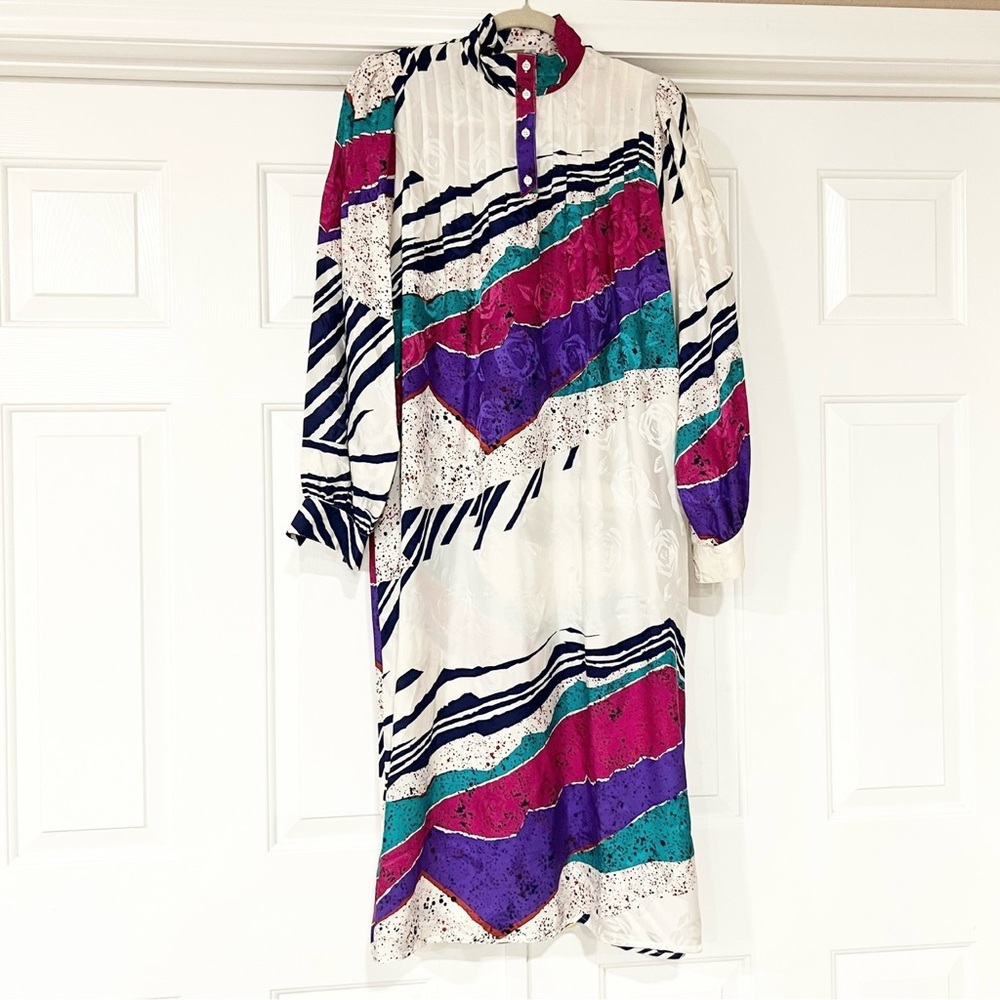 Argenti | Vintage Art to Wear 100% Silk Colorful Print Dress